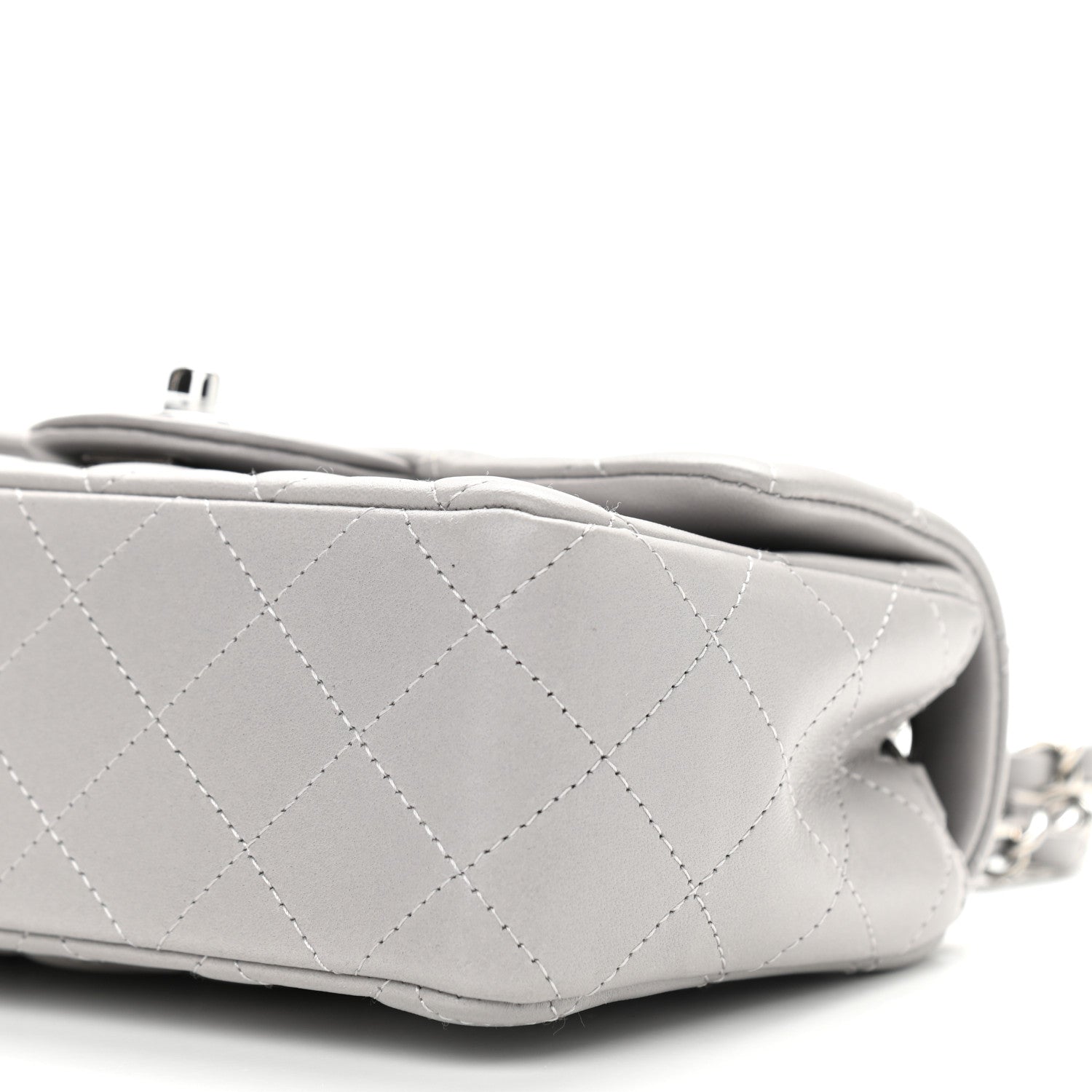 Chanel Lambskin Quilted Mini Rectangular Flap Grey 9 of 10