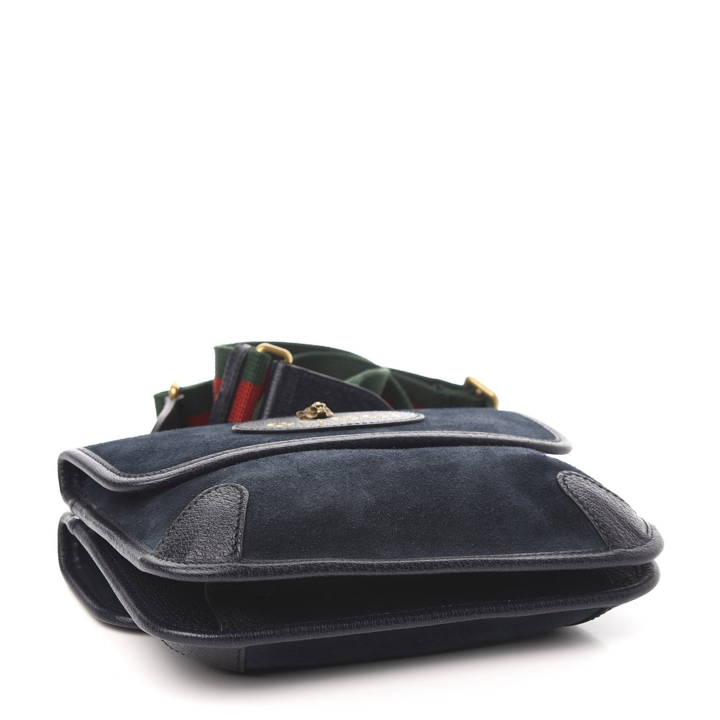 Suede Web Small Neo Vintage Double Flap Messenger Bag Blue