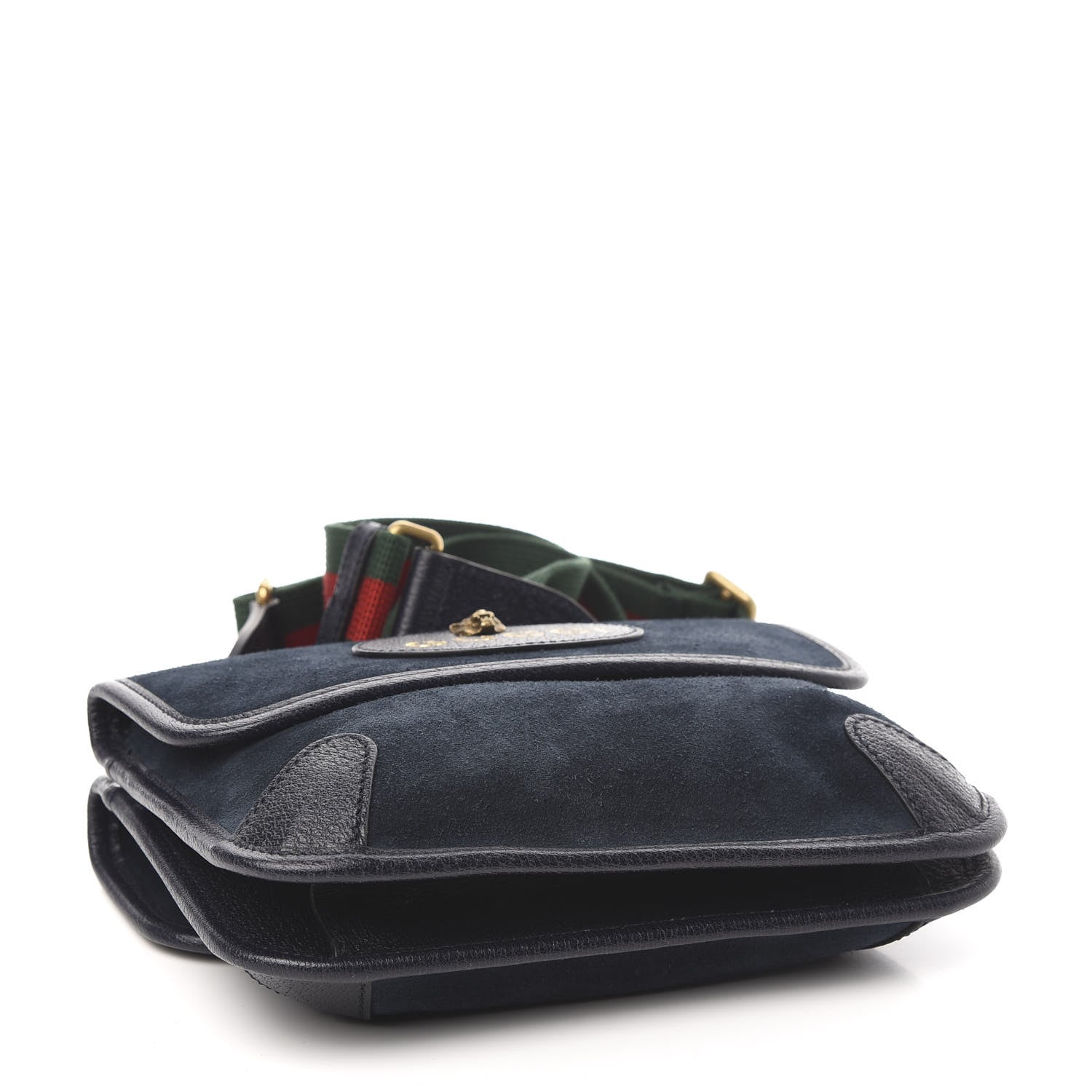 Gucci Suede Web Small Neo Vintage Double Flap Messenger Bag Blue 4 of 10