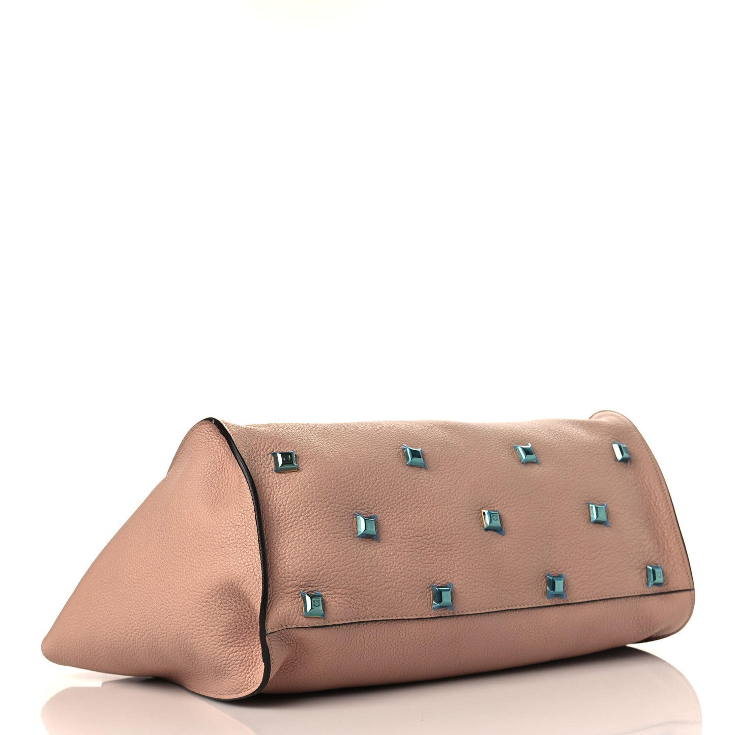 Hammered Calfskin Medium Studio Top Handle Bag Beige