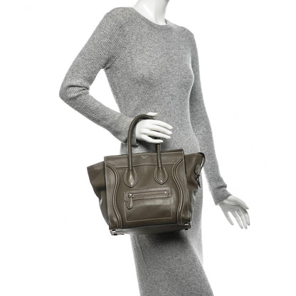 Celine Drummed Calfskin Micro Luggage Souris 2 of 6