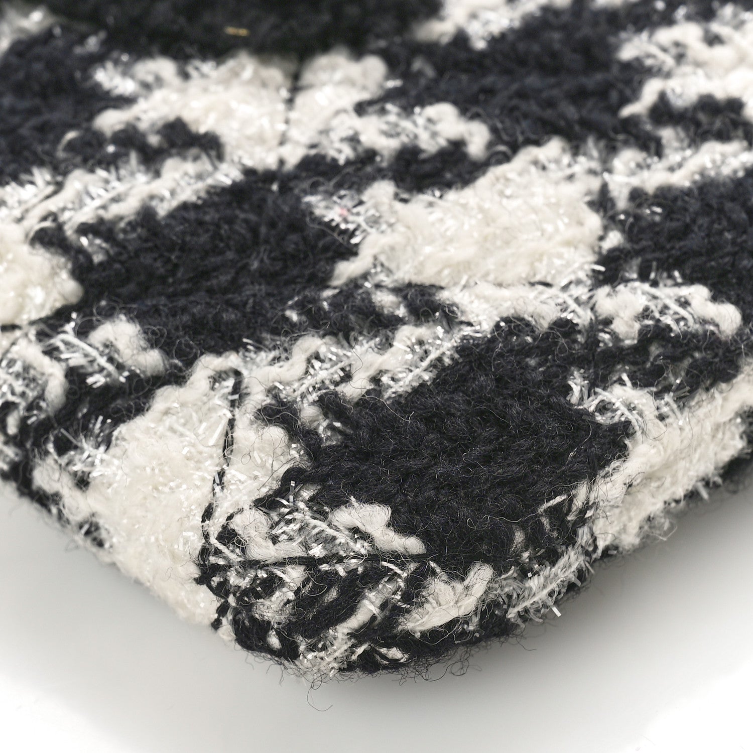 Chanel Tweed Shearling Quilted Chanel Cosmetic Pouch White Black 8 of 8