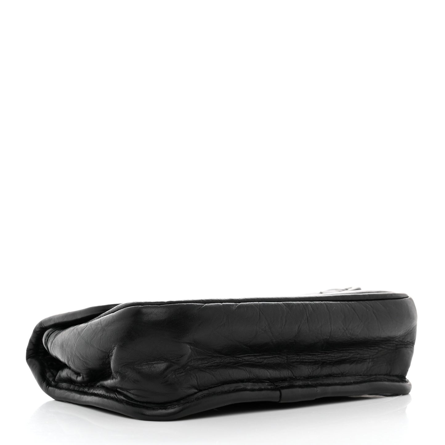 Aged Calfskin Quilted Logo Flap Belt Bag Black