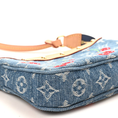 Louis Vuitton LV X TM Monogram Denim Cerises Pochette Accessories Blue 7 of 9