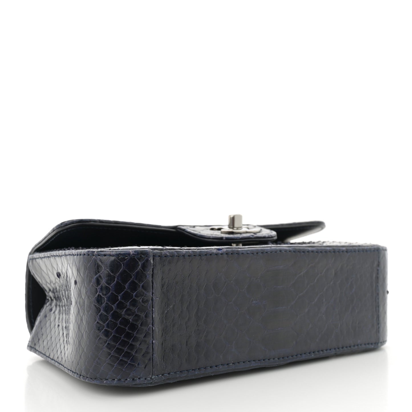 Snakeskin Mini Rectangular Flap Navy Blue