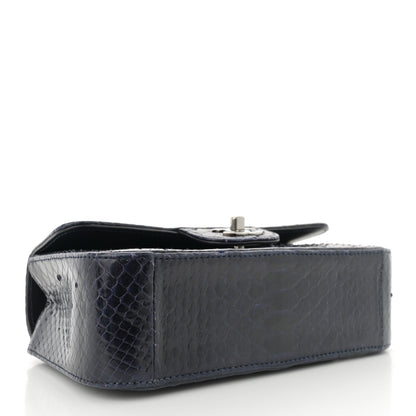 Chanel Snakeskin Mini Rectangular Flap Navy Blue 4 of 12
