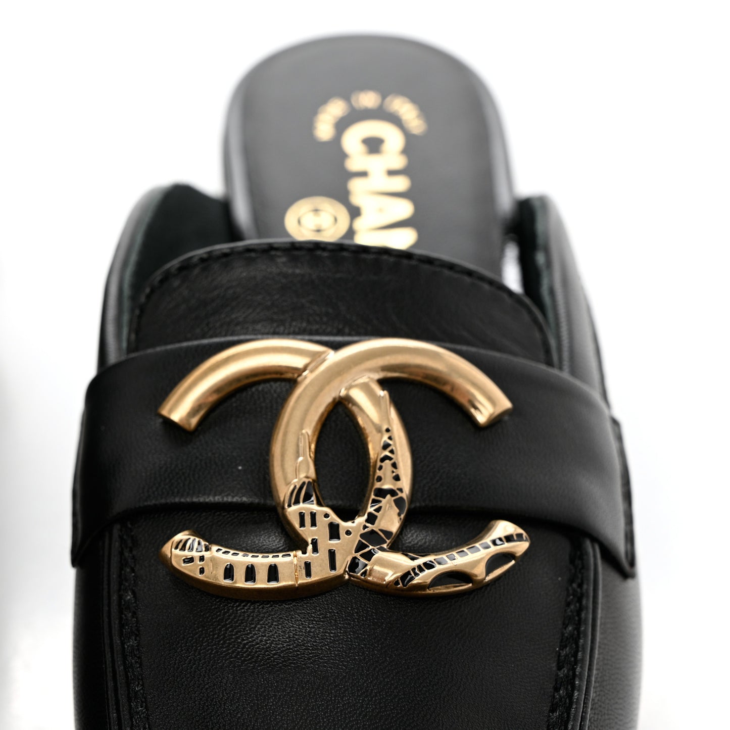 Lambskin CC Mules 35.5 Black