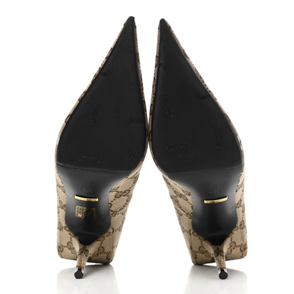 Balenciaga X GUCCI GG Monogram Square Knife 80mm Pumps 37.5 Beige Ebony 5 of 10