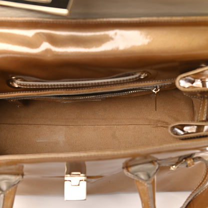 Jimmy Choo Metallic Patent Calfskin Large Rosalie Satchel Gold 5 of 15