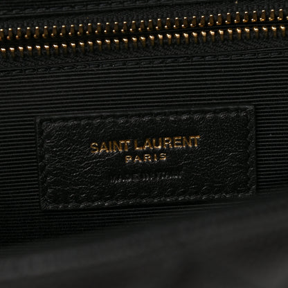 Saint Laurent Grain De Poudre Textured Mixed Matelasse Large Triquilt Monogram Satchel Black 6 of 9