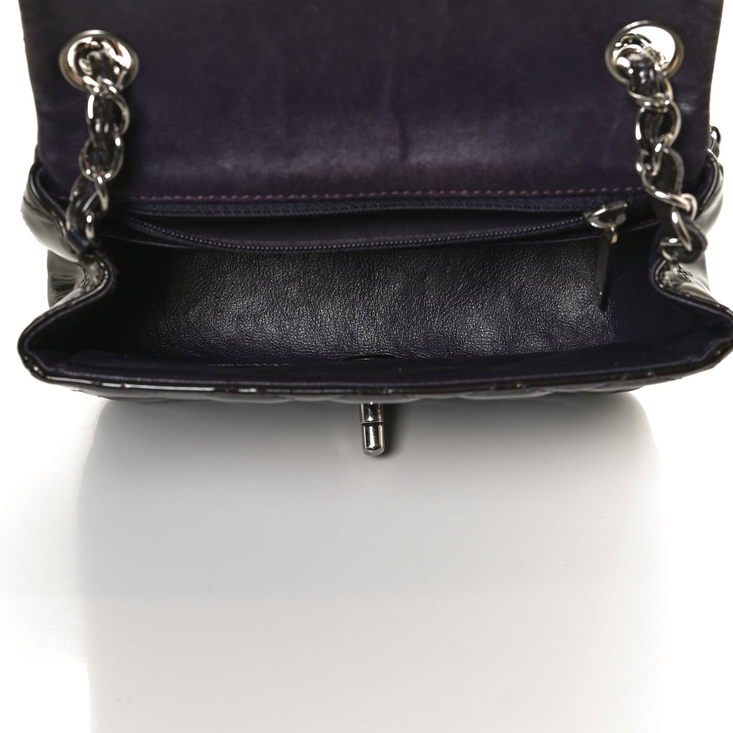 Patent Quilted Mini Square Flap Purple