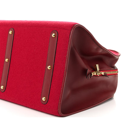 Hermes Felt Barenia Feu2Dou Travel Bag Rouge Vif Rouge H 8 of 10