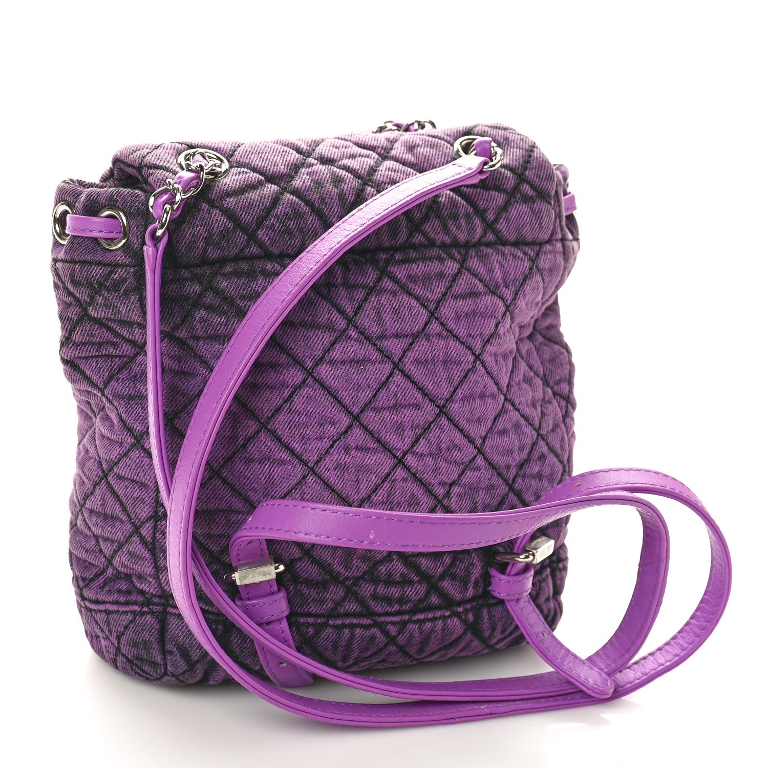 Chanel Washed Denim Quilted Denimpression Backpack Violet Purple Black 3 of 10