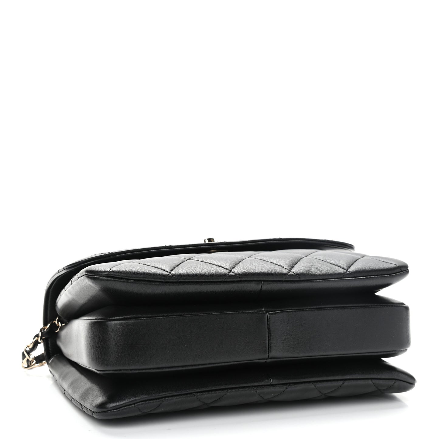 Lambskin Quilted Small Trendy CC Dual Handle Flap Bag Black
