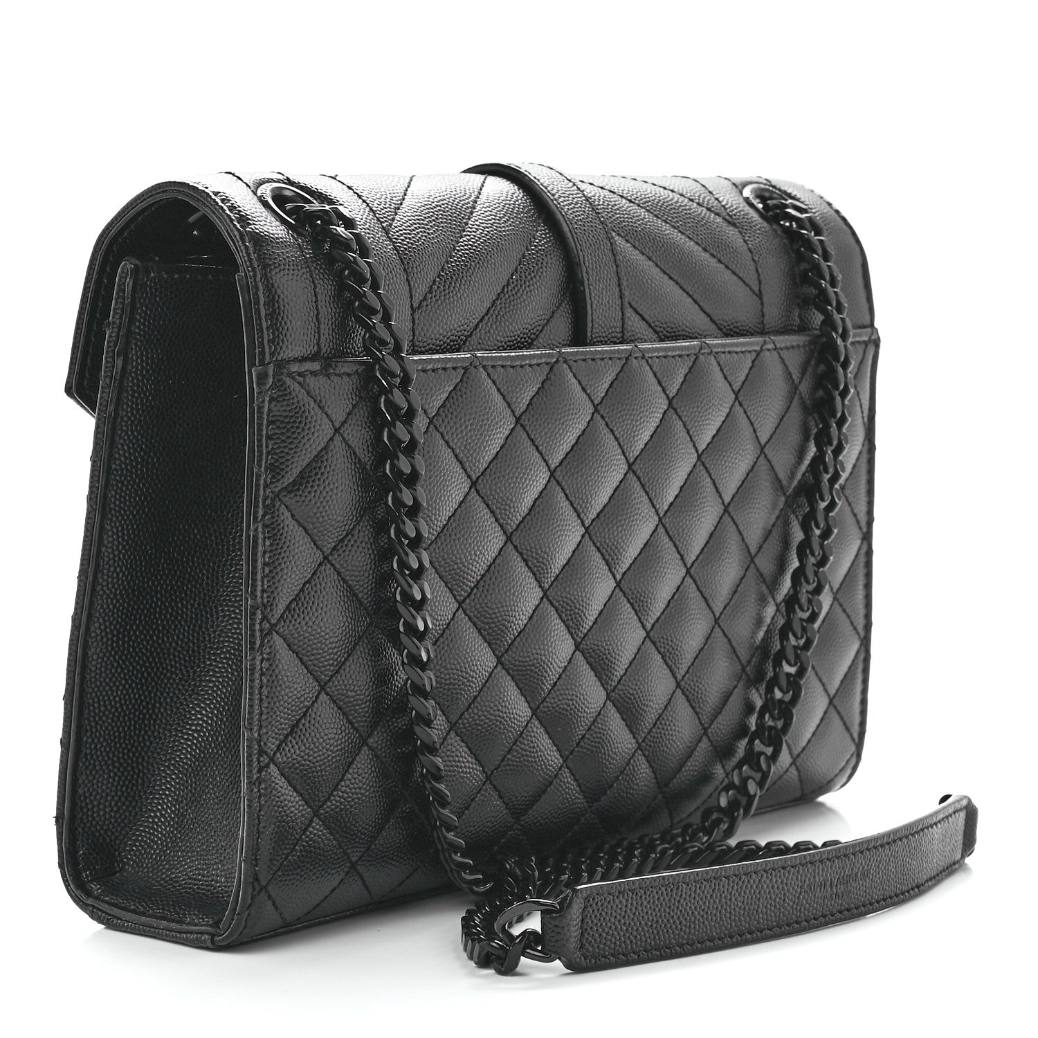 Saint Laurent Grain De Poudre Textured Mixed Matelasse Triquilt Medium Monogram Monochrome Satchel Black 3 of 12