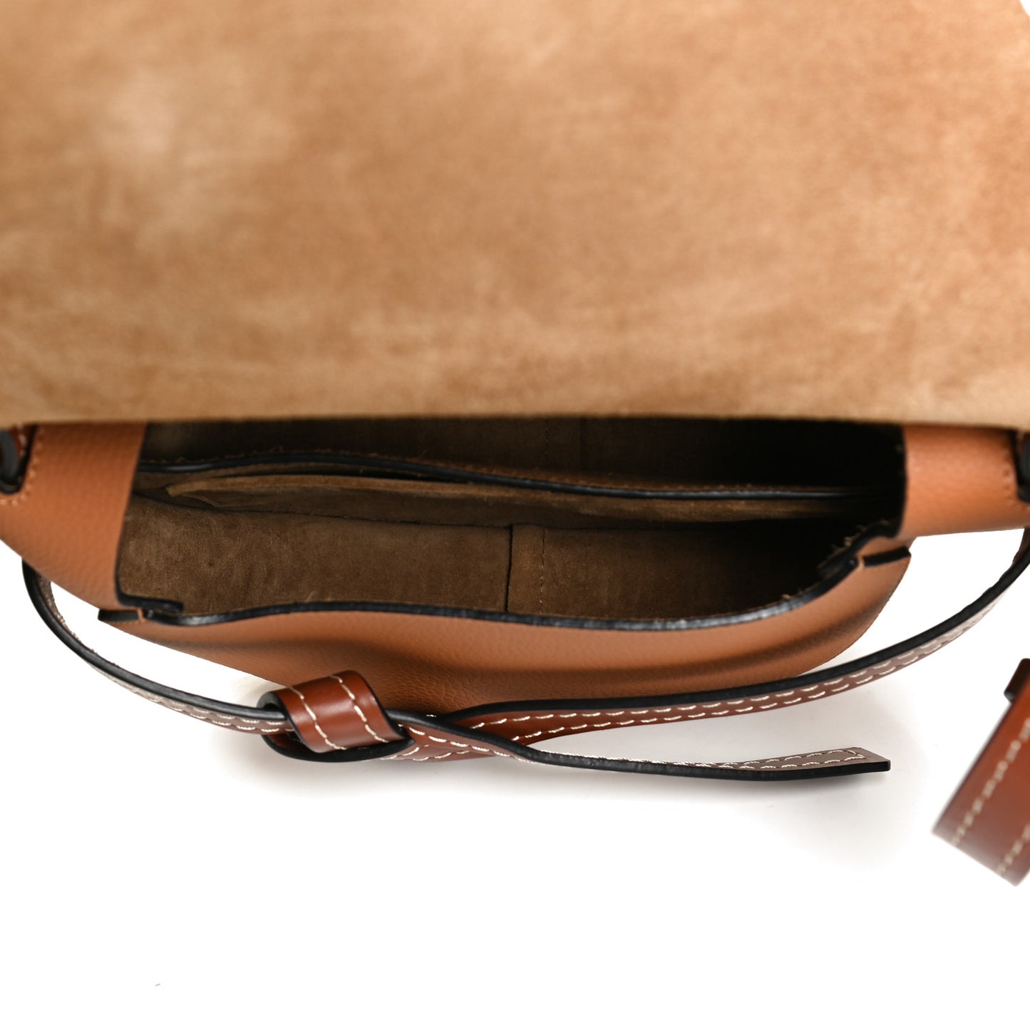 Grained Calfskin Small Gate Crossbody Bag Caramel Pecan
