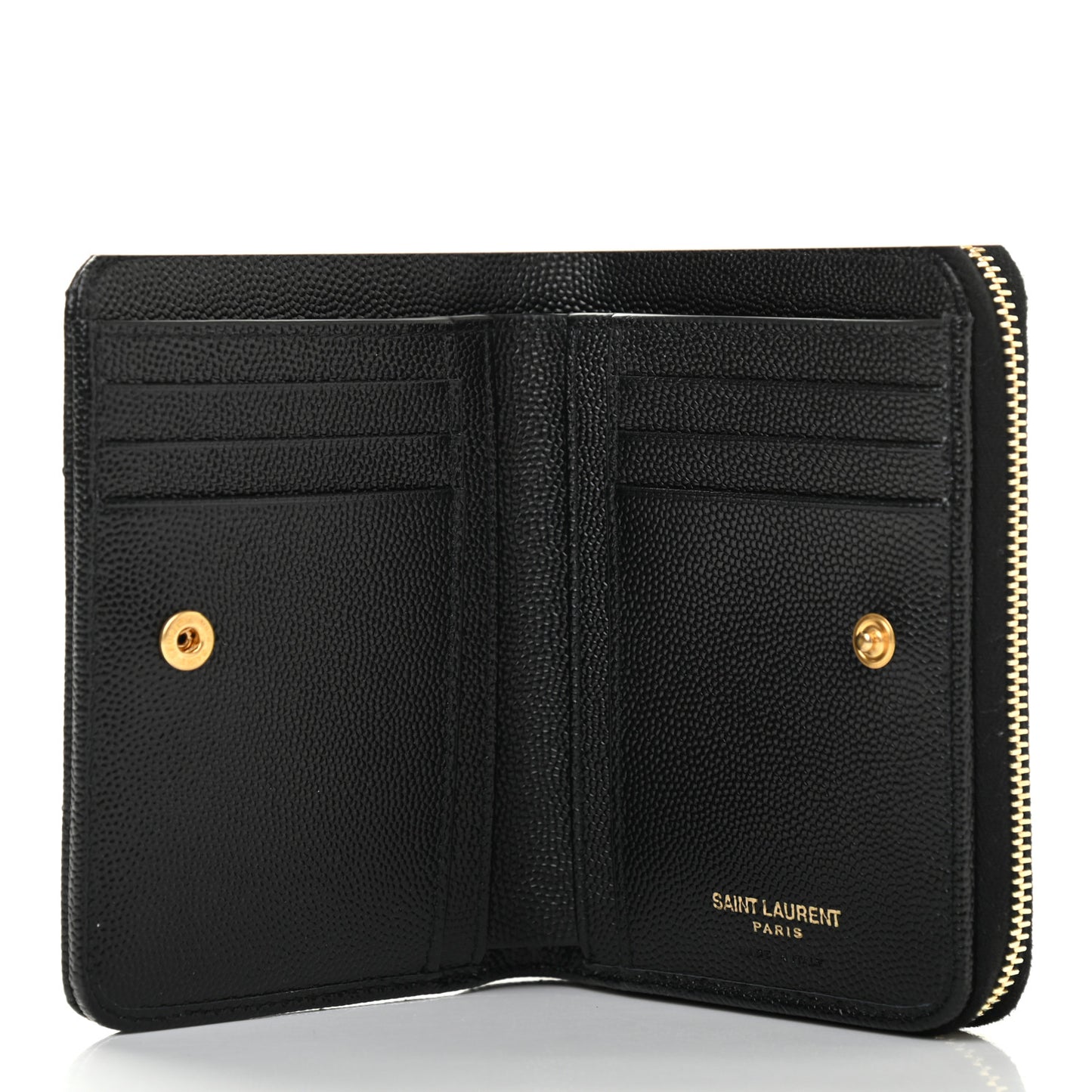 Grain De Poudre Matelasse Chevron Monogram Compact Zip Around Wallet Black