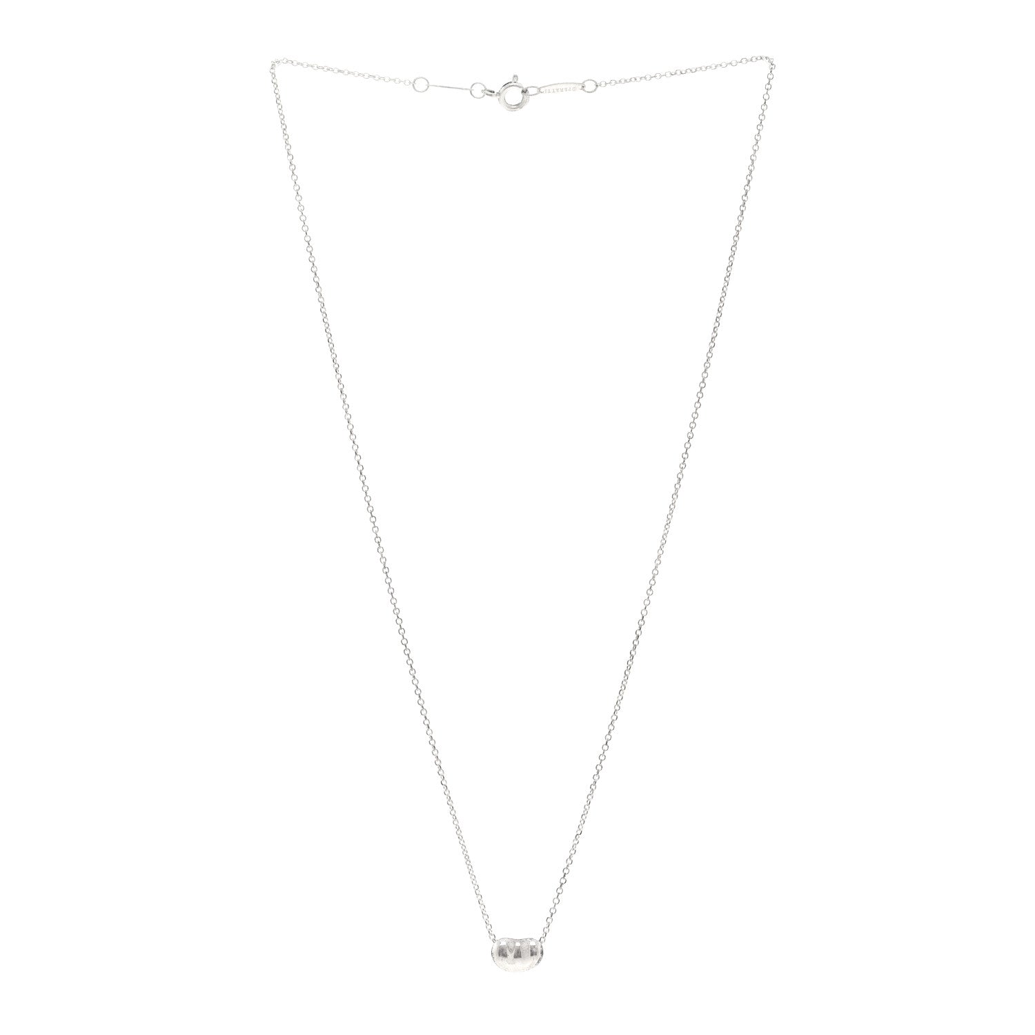 Tiffany Sterling Silver 9mm Elsa Peretti Bean Pendant Necklace 3 of 5