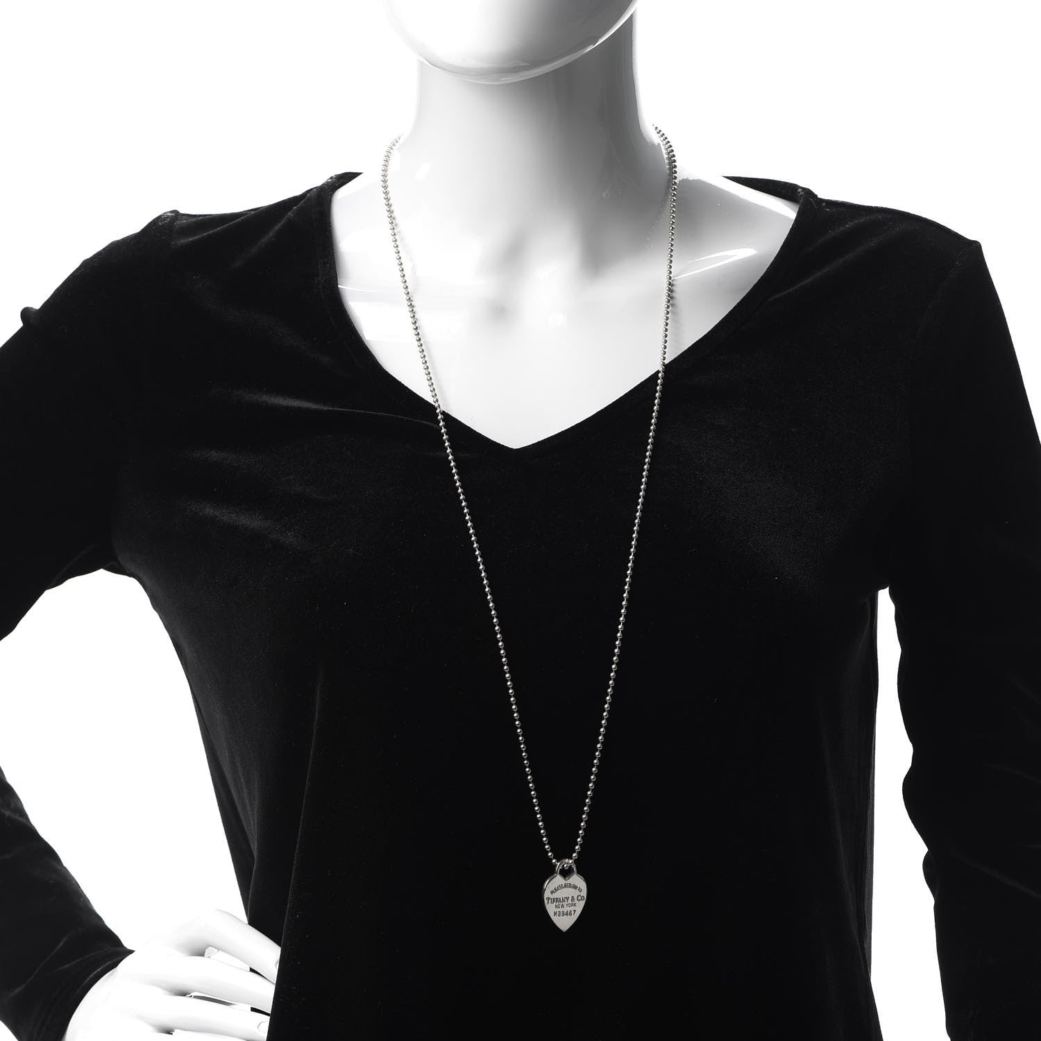 Tiffany Sterling Silver Long Return to Tiffany Heart Pendant Necklace 2 of 5