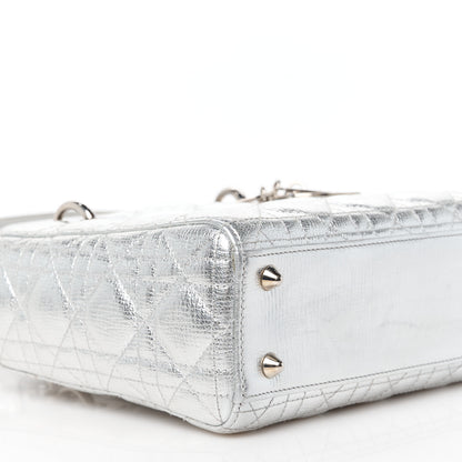 Christian Dior Metallic Grained Calfskin Cannage Small Lucky Badges My Lady Dior Silver 9 of 10