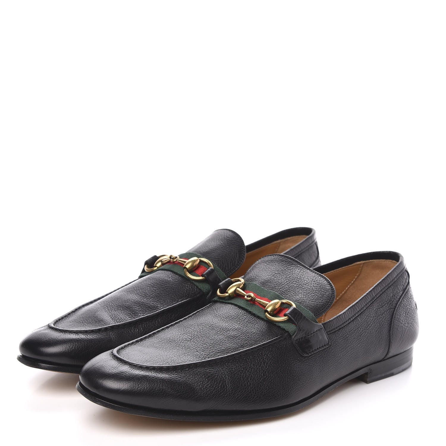 Gucci Calfskin Web Mens Horsebit Loafers 9 Black 3 of 9