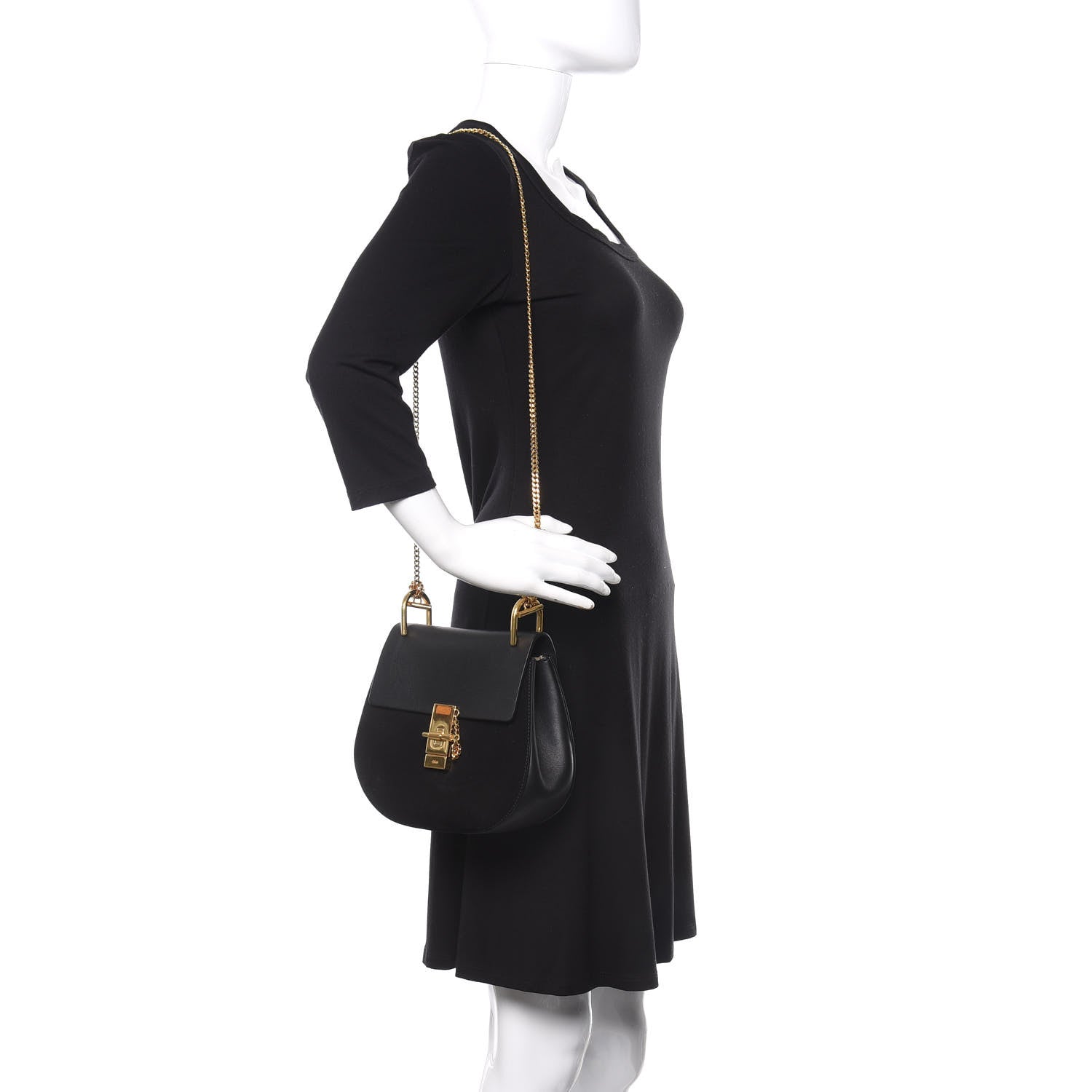 Chloe Suede Calfskin Mini Drew Shoulder Bag Black 2 of 9