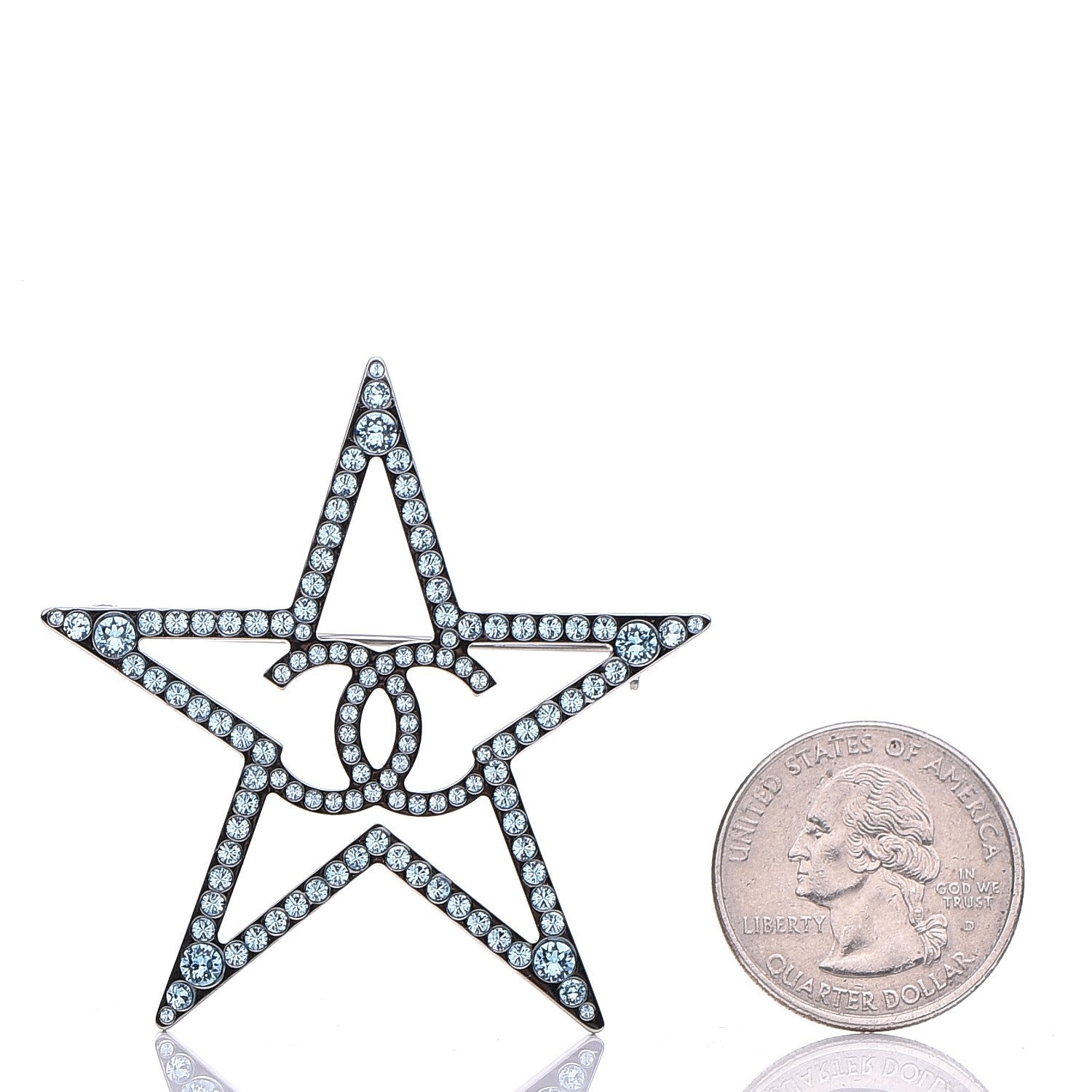 Chanel Ruthenium Crystal Star CC Brooch Blue 2 of 5