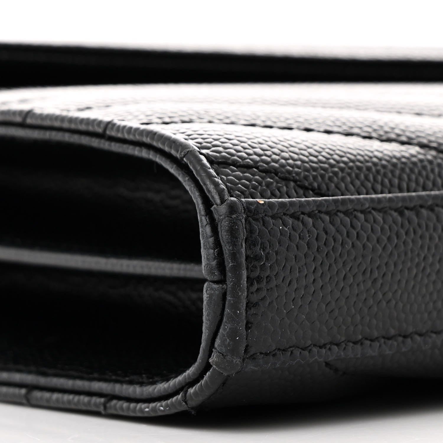 Saint Laurent Grain De Poudre Matelasse Chevron Monogram Chain Wallet Black 11 of 12