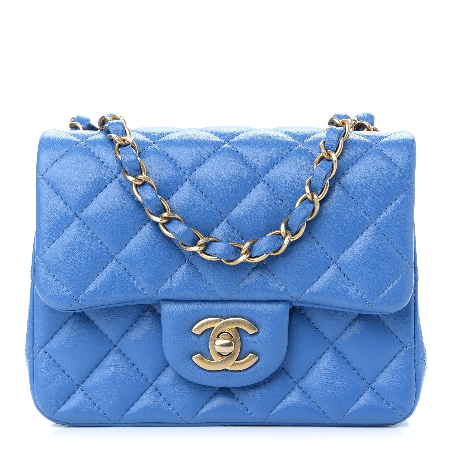 Chanel Lambskin Quilted Mini Square Flap Blue 1 of 10