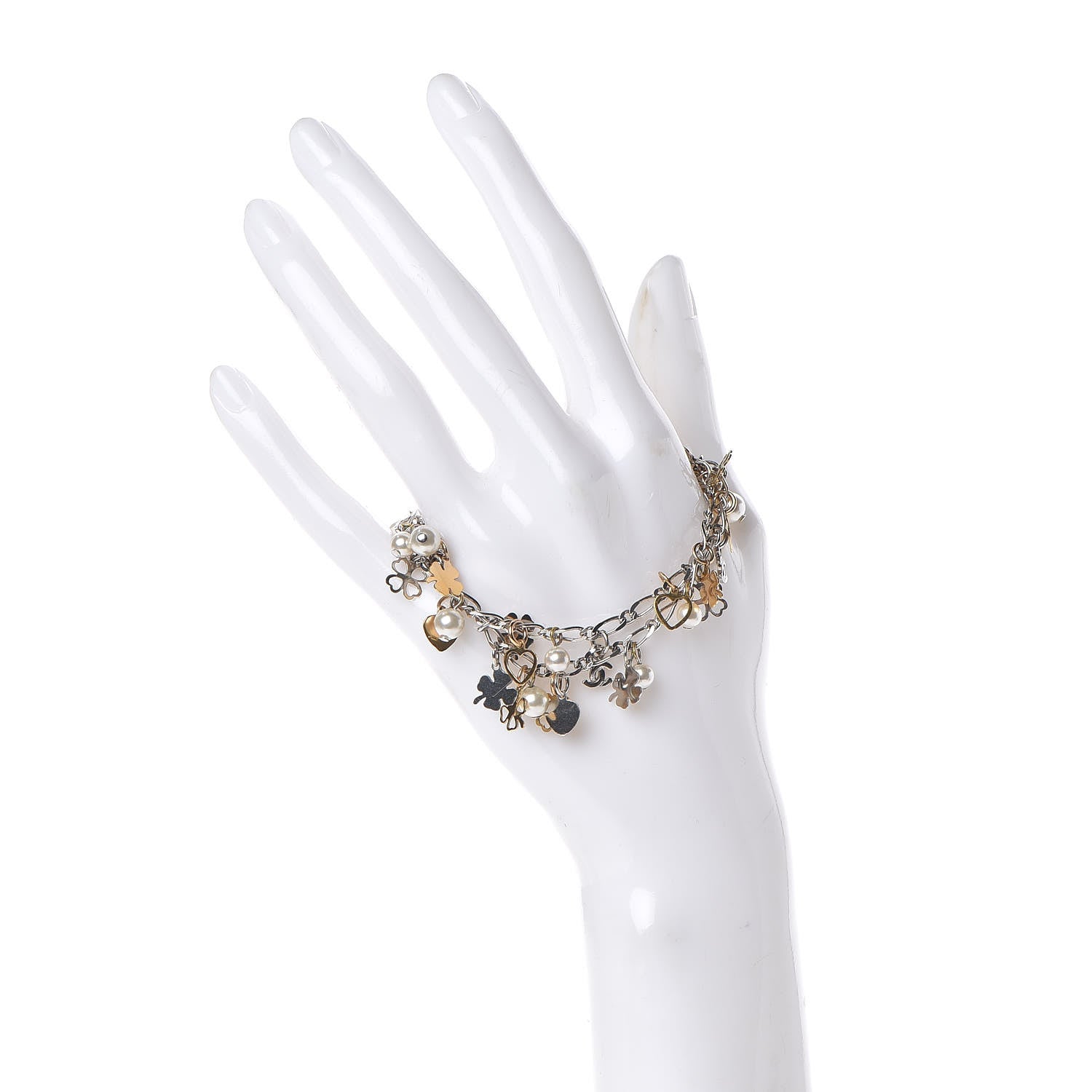 Chanel Pearl Lucky Charms CC Bracelet Silver 2 of 5