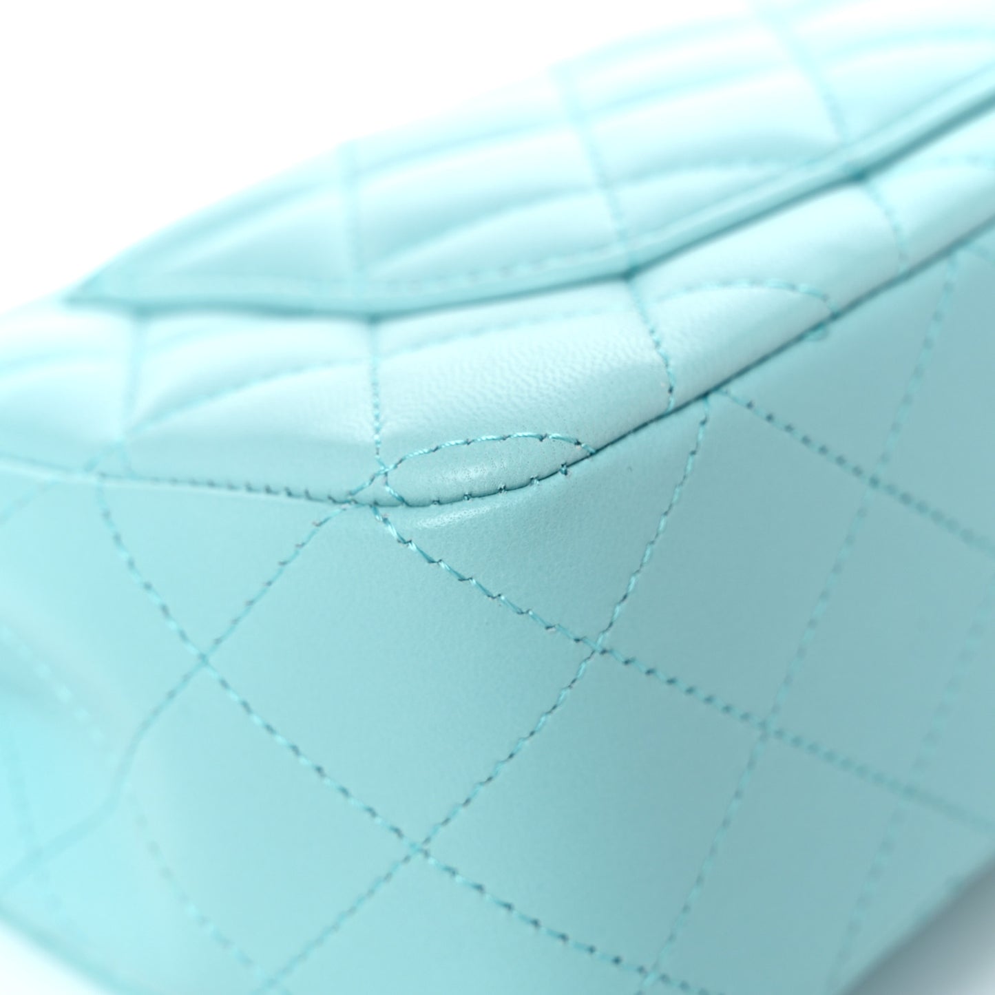 Lambskin Quilted Mini Rectangular Flap Light Blue