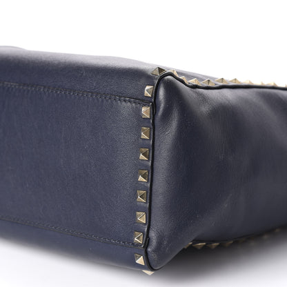 Valentino Garavani Vitello Rockstud Double Handle Tote Marine 8 of 10