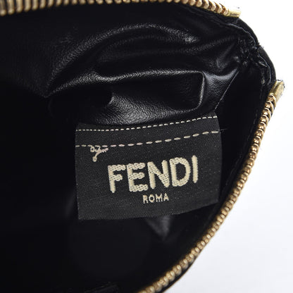 Fendi Nylon Vitello Elite Crystal Eye Monster Large Cosmetic Pouch Black Cedro 6 of 9