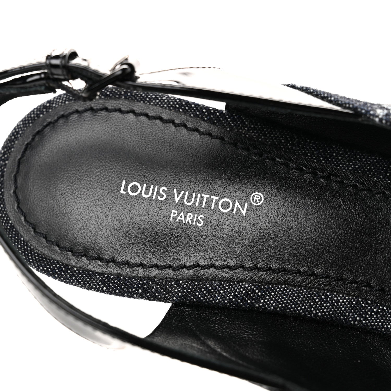 Louis Vuitton Denim Patent Archlight Low Heel Slingback Pumps 39 Black 8 of 10