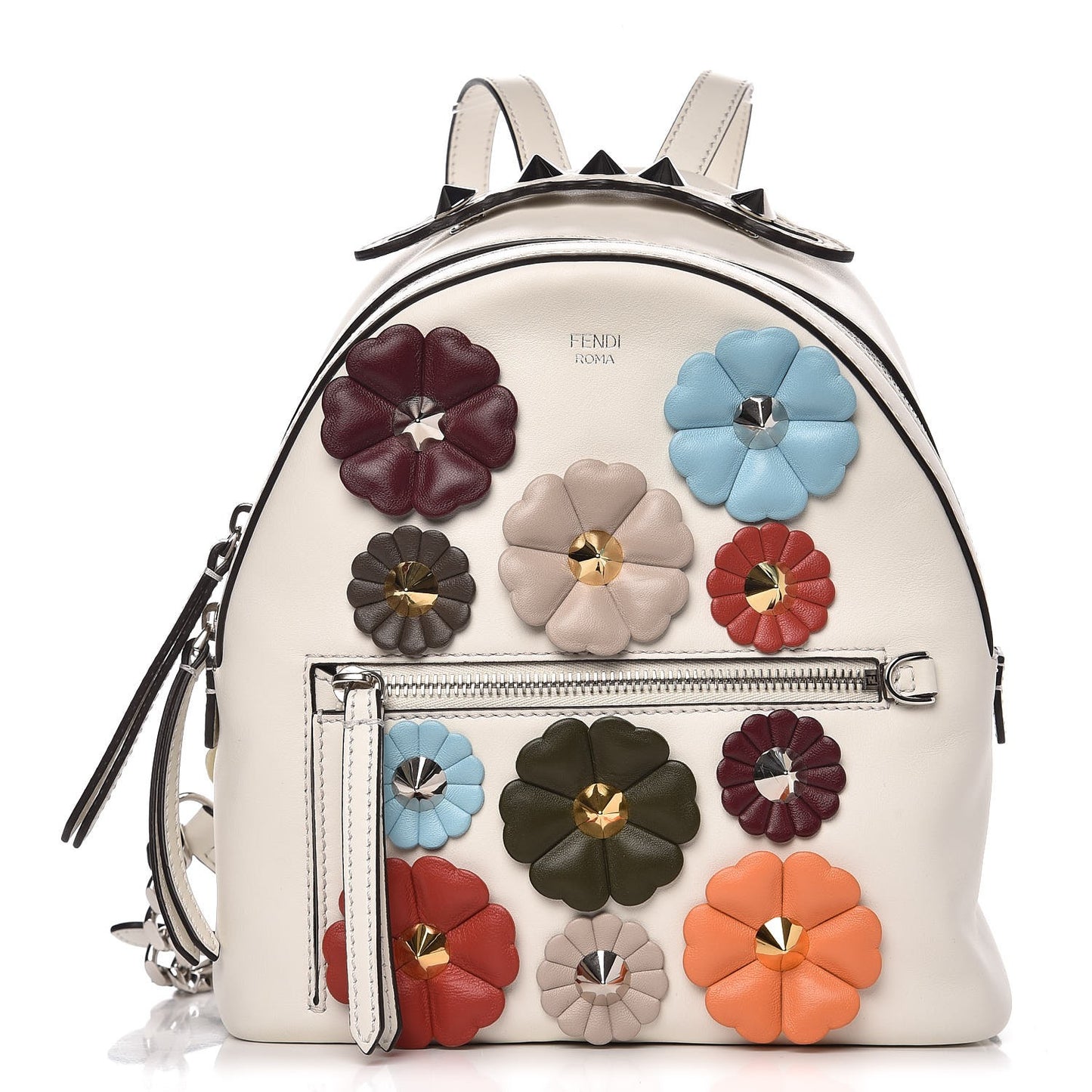 Vitello Century Nappa Flowerland Studded Mini Backpack White Ice Multicolor