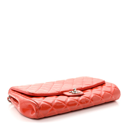 Chanel Patent Quilted Clutch with Chain Flap Dark Pink 4 of 13