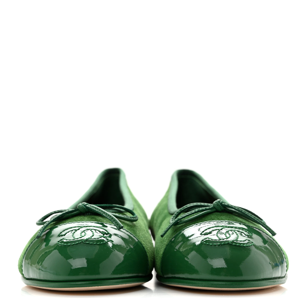 Suede Patent Cap Toe CC Ballerina Flats 36 Green