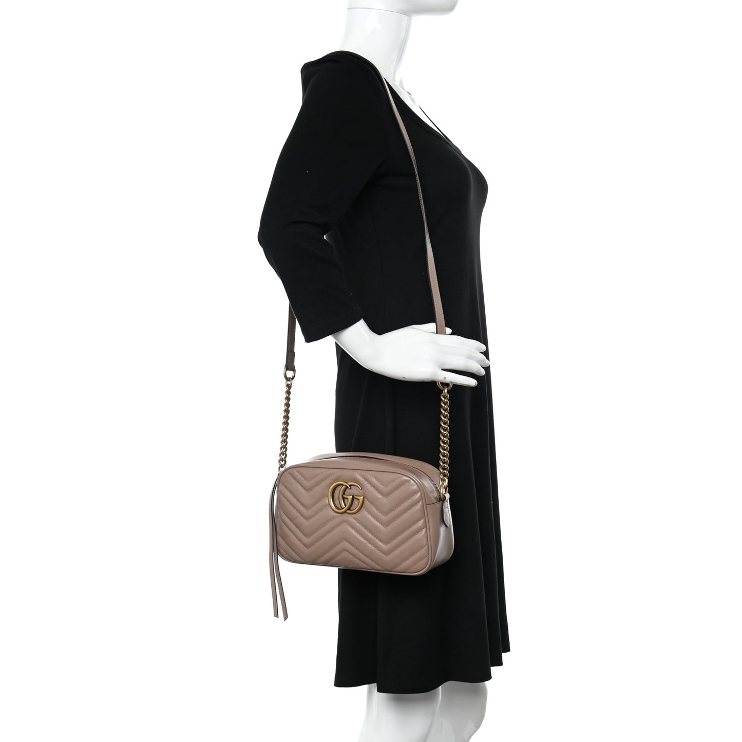 Calfskin Matelasse Small GG Marmont Chain Shoulder Bag Porcelain Rose