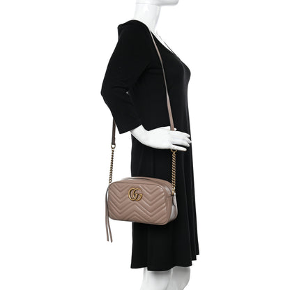 Gucci Calfskin Matelasse Small GG Marmont Chain Shoulder Bag Porcelain Rose 2 of 10