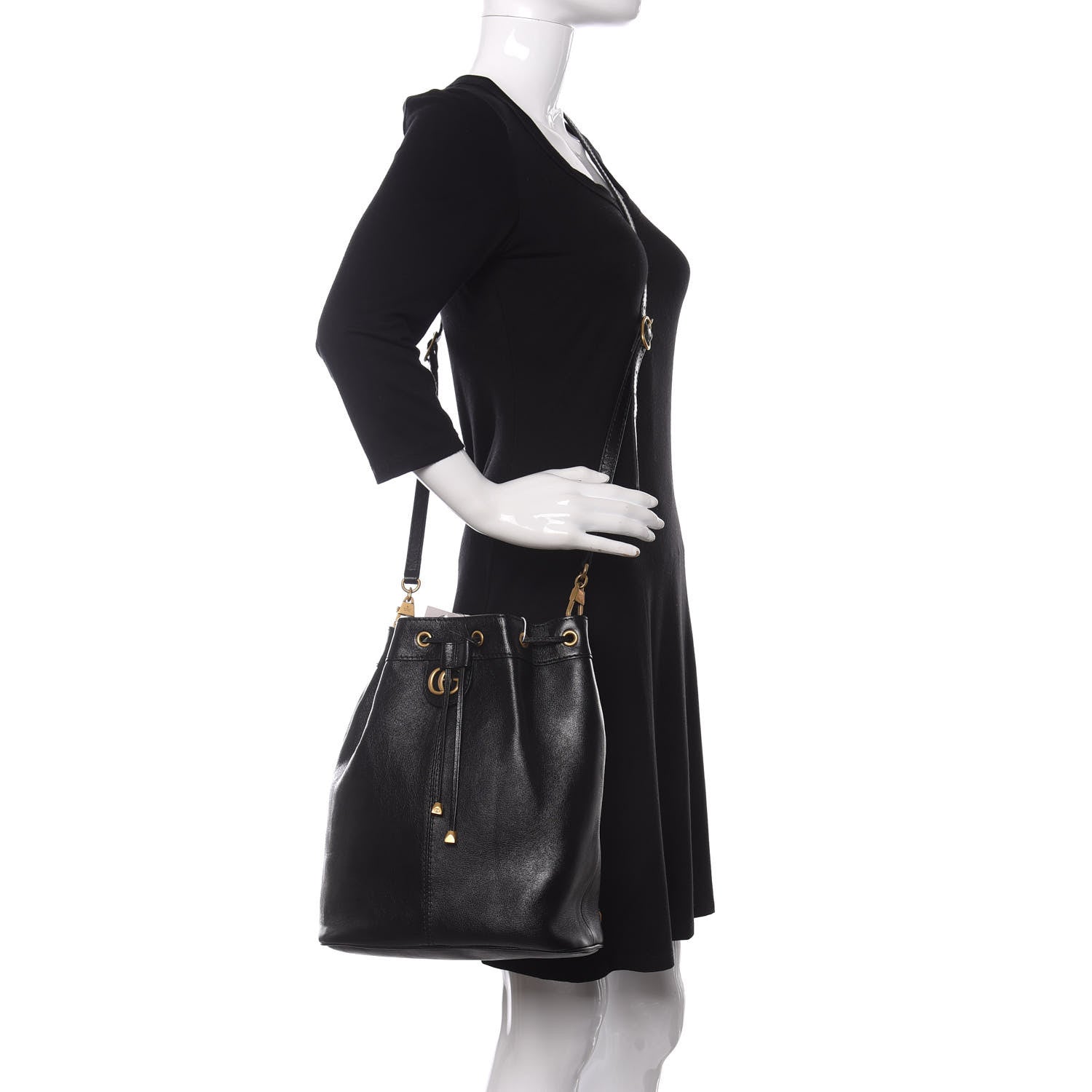 Gucci Piuma Lux Energy Medium Re(Belle) Convertible Bucket Bag Black 2 of 12