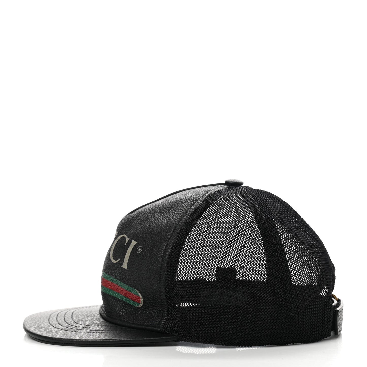 Grained Calfskin Logo Baseball Hat L Black