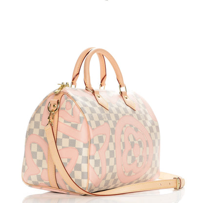 Louis Vuitton Damier Azur Tahitienne Speedy Bandouliere 30 Rose Ballerine 4 of 9