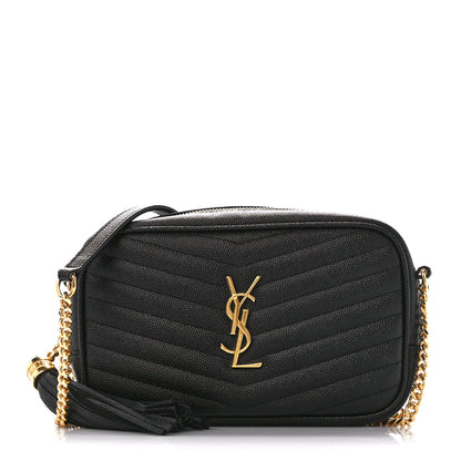 Saint Laurent Grain De Poudre Matelasse Monogram Mini Lou Camera Bag Black 1 of 11