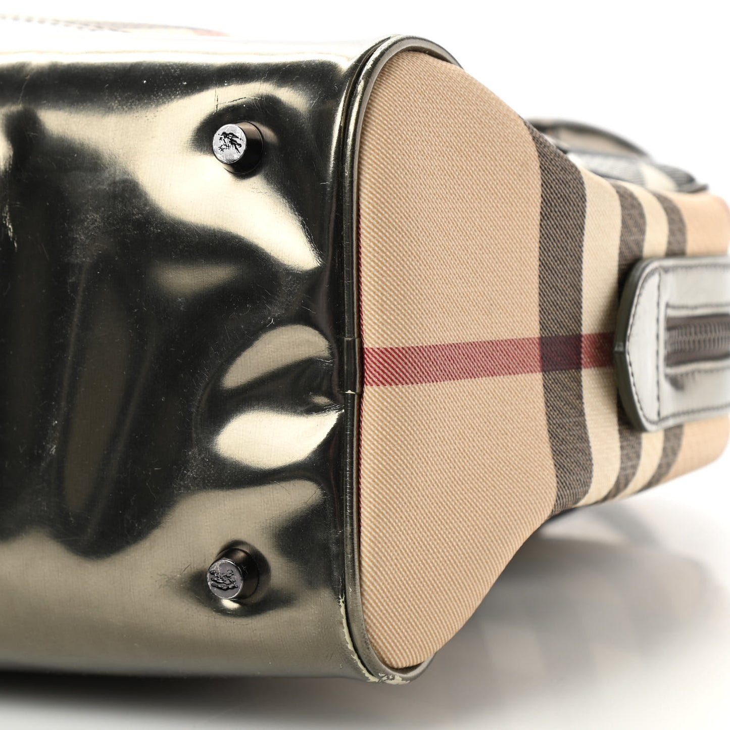 Metallic Supernova Check Patent Bowling Bag Pewter
