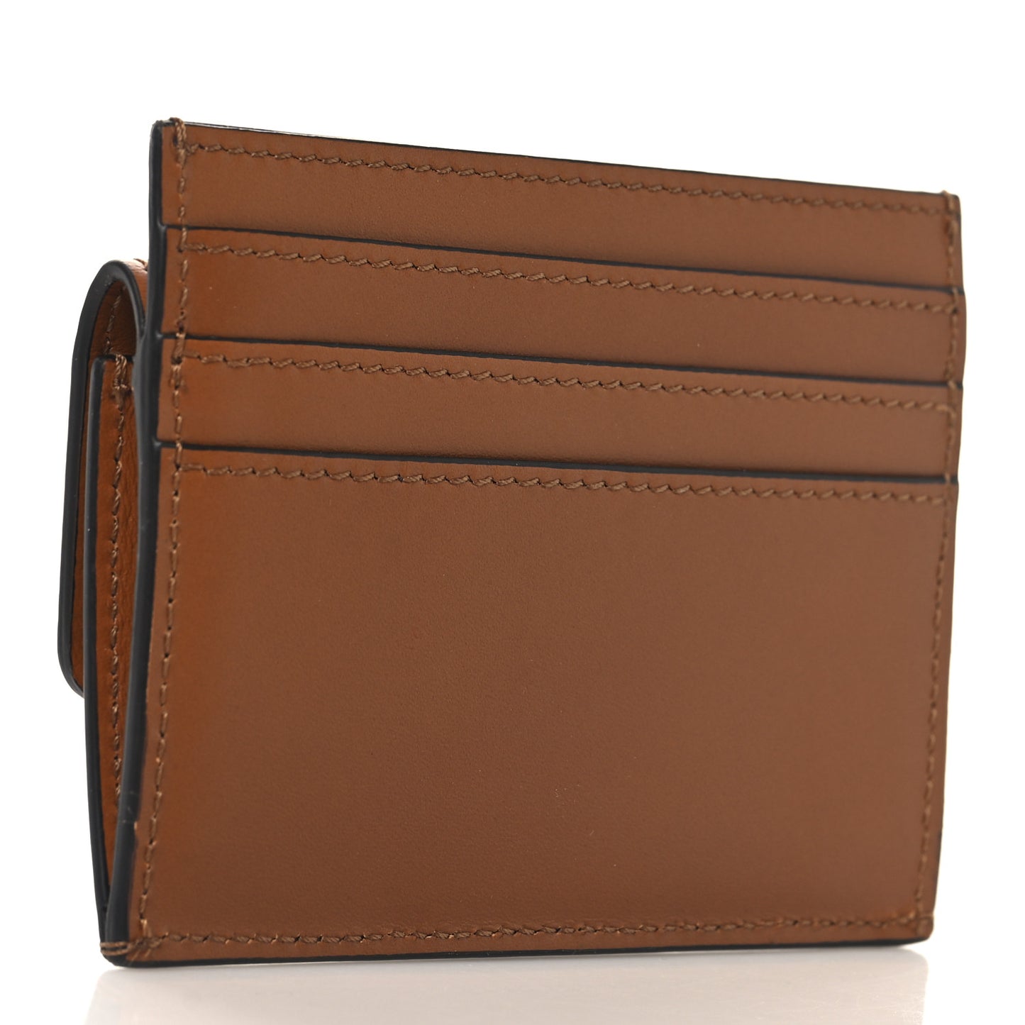 Vitello King Tamponato Logo Embossed Fold Over Card Holder Wallet Cuoio