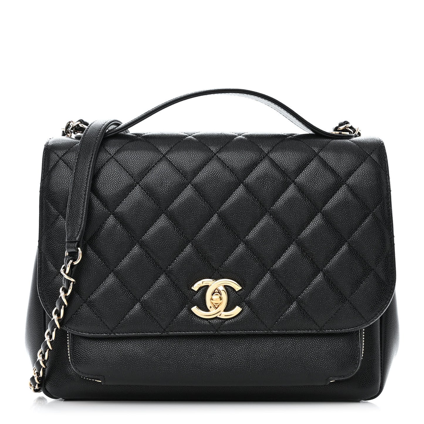 Caviar Quilted Large Business Affinity Flap Black