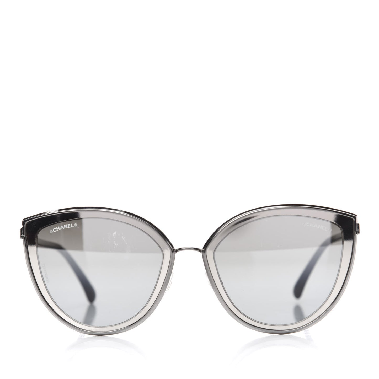Metal Cat Eye Sunglasses 4222 Silver Black