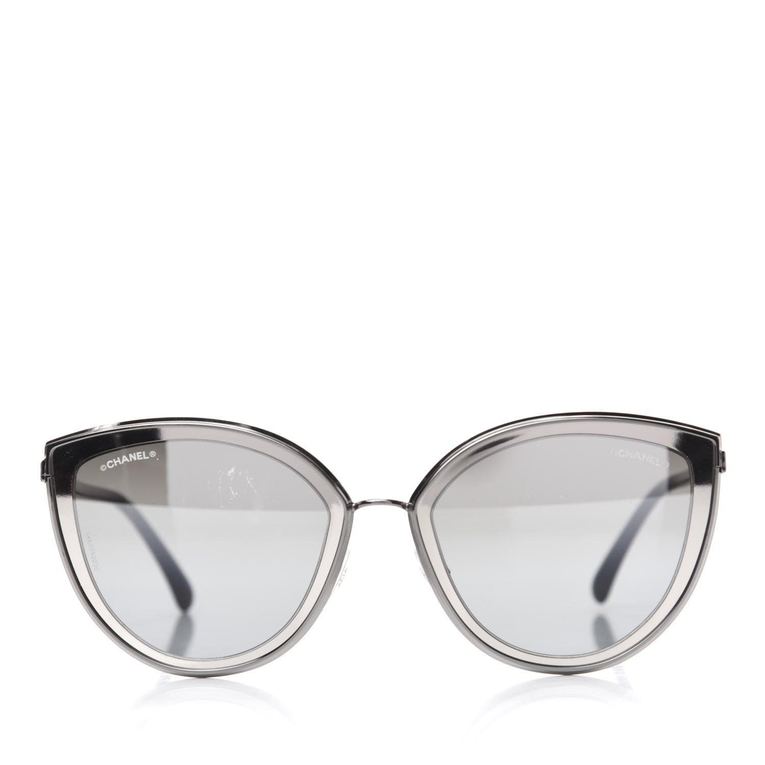 Chanel Metal Cat Eye Sunglasses 4222 Silver Black 2 of 8