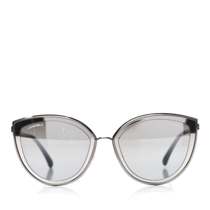 Chanel Metal Cat Eye Sunglasses 4222 Silver Black 2 of 8