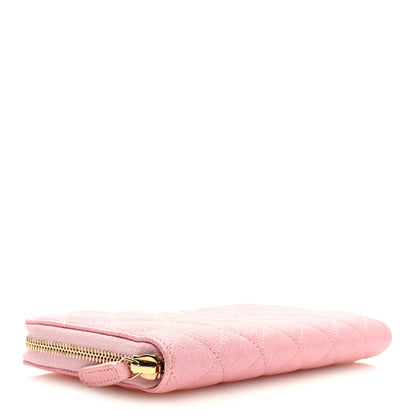 Chanel Metallic Caviar Quilted Large Gusset Zip Around Wallet Pink 4 of 7